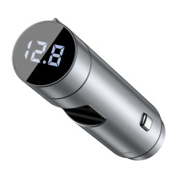 Baseus transmiter FM Energy Column Bluetooth MP3 ładowarka samochodowa srebrna