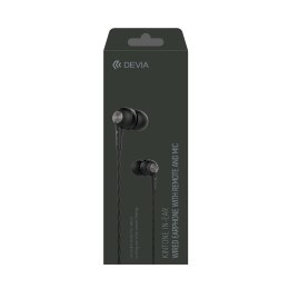 Devia słuchawki przewodowe Kintone jack 3,5mm dokanałowe czarne