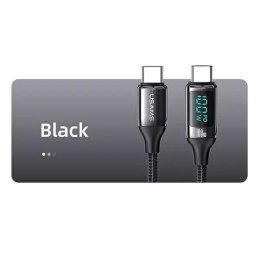 USAMS Kabel pleciony U78 USB-C na USB-C LED 3m 100W Fast Charging czarny/black SJ559USB01 (US-SJ559)