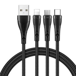 Kabel 3w1 USB do USB-C / Lightning / Micro USB, Mcdodo CA-6960, 1,2 m (czarny)