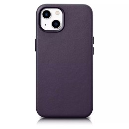 Etui na telefon iCarer Case Leather z naturalnej skóry do iPhone 14 Plus ciemnofioletowy (kompatybilne z MagSafe)