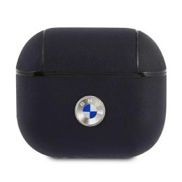 Etui ochronne na słuchawki BMW do AirPods 3 cover granatowy/navy Geniune Leather Silver Logo