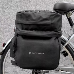 Wozinsky pojemna torba rowerowa 60 l na bagażnik (osłona przeciwdeszczowa w zestawie) czarny (WBB13BK)