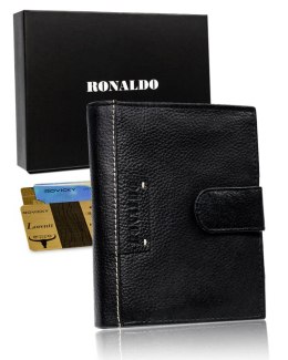 Męski duży portfel skórzany, pionowy z zapinką — Ronaldo