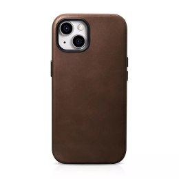 Skórzane etui kompatybilne z MagSafe do iPhone 15 iCarer Oil Wax Premium Leather - brązowe