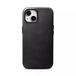 Skórzane etui kompatybilne z MagSafe do iPhone 15 iCarer Oil Wax Premium Leather - czarne