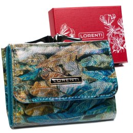 Skórzana portmonetka damska z kolorowym printem - Lorenti