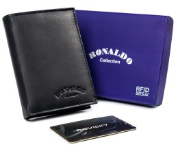 Skórzany, składany portfel męski z zasuwanym schowkiem — Ronaldo