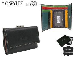 Mały, skórzany portfel damski na zatrzask — 4U Cavaldi