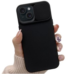 Etui do iPhone 15 Plus Slide Case z osłoną na obiektyw aparat obudowa matowe czarne Alogy Soft Matt