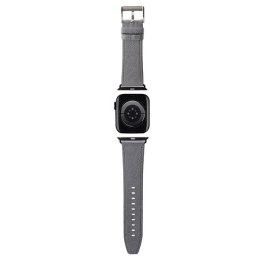 Karl Lagerfeld pasek do Apple Watch 42/44/45/49 mm KLAWLSAKLHPG STRAP SAFFIANO MONO srebrny