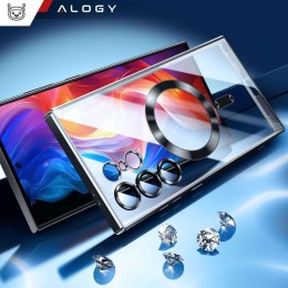 Etui do Samsung Galaxy S24 Ultra Mag Safe Glamour Case Ring obudowa ochrona aparatów Alogy Czarne przezroczyste