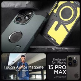 Etui Spigen Tough Armor MagSafe z podstawką na iPhone 15 Pro Max - zielone