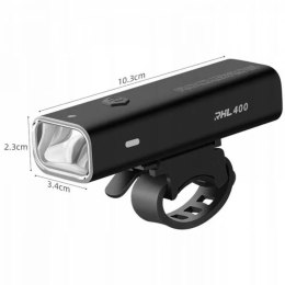 Lampka rowerowa przednia Rockbros 24310006001 400 lm + kabel micro USB - USB-A - czarna