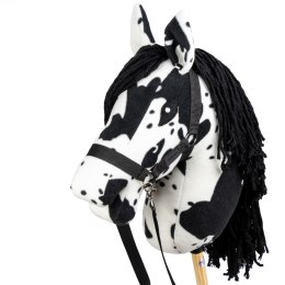 Skippi Hobby Horse w czarne łaty - duży koń na kiju - kantar w zestawie