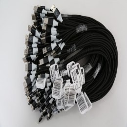 OMEGA CANTIL FABRIC CABLE KABEL BRAIDED MICRO USB TO USB 2A 118 COPPER POLYBAG OEM 1M BLACK [44173]