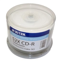 TRAXDATA RITEK CD-R 700MB 52X WATER RESIST. GLOSSY INK/THERMAL PRINT CAKE*50 901CK5-IWGPRO