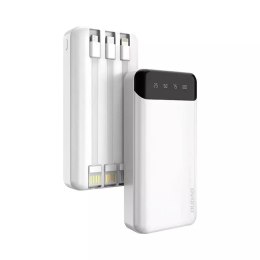 Dudao spacieux avec 3 câbles intégrés 20000mAh USB Type C + micro USB + Lightning blanc (Dudao K6Pro +)