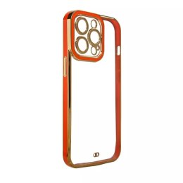 Coque Fashion pour iPhone 12 Pro Gold Frame Gel Cover Rouge