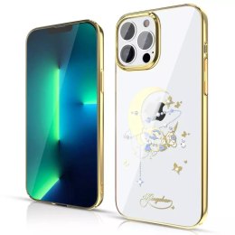 Kingxbar Moon Series Boîtier de luxe avec cristaux Swarovski pour iPhone 13 Pro gold (Flower)