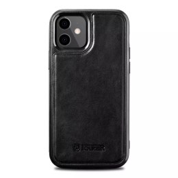 Étui iCarer Leather Oil Wax recouvert de cuir naturel pour iPhone 12 mini noir (ALI1204-BK)