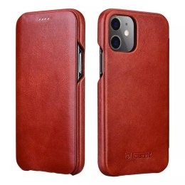ICarer Curved Edge Vintage Folio Genuine Leather Bookcase type case for iPhone 12 Pro Max red (RIX1202 red)