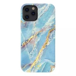 Kingxbar Marble Series case decorated printed marble iPhone 12 mini blue