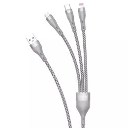 Câble USB 3en1 Dudao - Lightning / microUSB / USB Type C 65W 1,2m gris (L20X)
