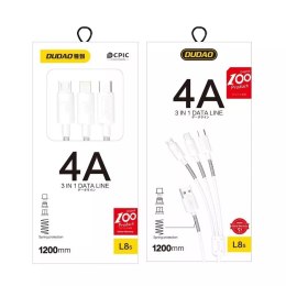 Dudao 3in1 USB - Lightning / USB Typ C / micro USB 4A 1,2m cable white (L8s white)