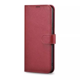 ICarer Haitang Étui portefeuille en cuir Étui en cuir pour Samsung Galaxy S22 Ultra Housse de boîtier de portefeuille Rouge (AKS