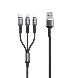 Câble 3-en-1 WK Design Gaming Series avec bornes USB - USB Type C / Lightning / micro USB 1,2 m 3A noir (WDC-150)