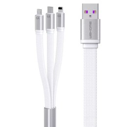 Câble WK Design 3-en-1 pour charge rapide / transmission de données USB - USB Type C / Lightning / micro USB 6A blanc (WDC-157th