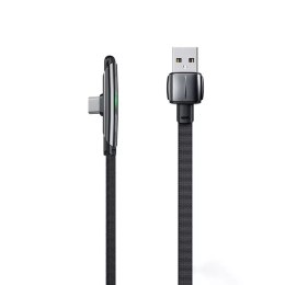 WK Design Gaming Series câble plat coudé avec prise USB latérale - USB Type C charge rapide / transmission de données 6A 1m noir