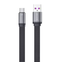 WK Design King Kong 2nd Gen series câble plat USB - USB Type C pour charge rapide / transmission de données 6A 1.3m noir (WDC-15