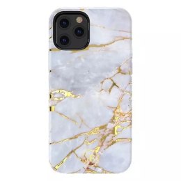 Kingxbar Marble Series case decorated printed marble iPhone 12 Pro Max whiteblue