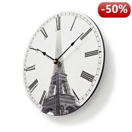 Nedis Circular Wall Clock | 30 cm Diameter | Eiffel Tower Image