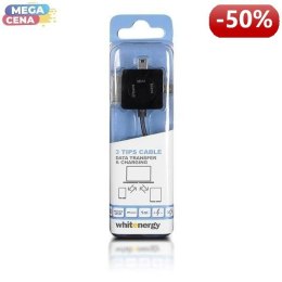 Whitenergy Kabel do przesyłu danych 3w1: Micro USB, Mini USB, iPhone4, 100cm, czarny