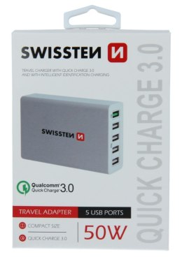ŁAD SIEC SWISSTEN 50W 3.0 QC 5x USB WHITE