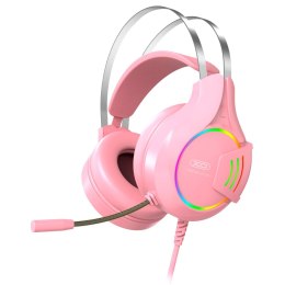 XO słuchawki przewodowe GE-04 jack 3,5mm nauszne różowe