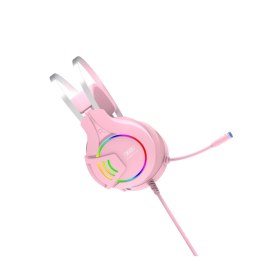 XO słuchawki przewodowe GE-04 jack 3,5mm nauszne różowe