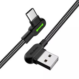 Mcdodo CA-5280 LED úhlový kabel USB na USB-C, 3 m (černý)