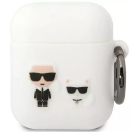 Etui ochronne na słuchawki Karl Lagerfeld do AirPods 1/2 cover biały/white Silicone Karl & Choupette