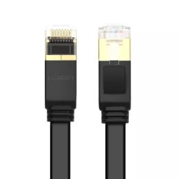 Płaski kabel UGREEN przewód internetowy sieciowy Ethernet patchcord RJ45 Cat 7 STP LAN 10 Gbps 10 m czarny (NW106 11265)