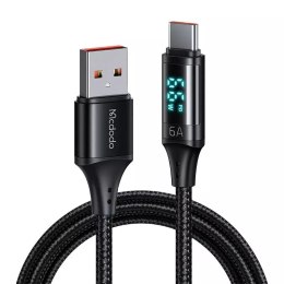 Mcdodo CA-1080 USB na USB-C kabel s displejem, 66W, 6A, 1,2m (černý)