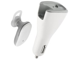 Benks 2w1 słuchawka Bluetooth + ładowarka samochodowa 2x USB white