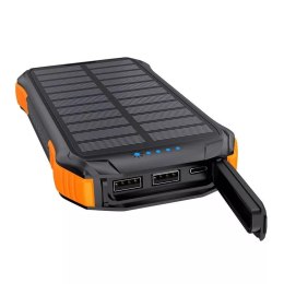 Powerbank solarny z ładowaniem indukcyjnym Choetech B659 2x USB 10000mAh Qi 5W (czarno-pomarańczowy)