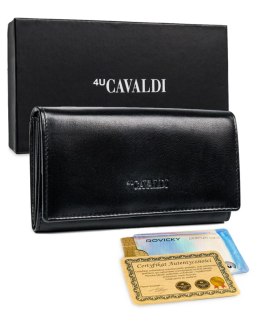 Podłużny portfel damski z bydlęcej skóry naturalnej — Cavaldi