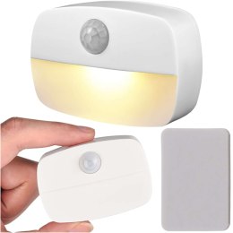 Lampka nocna Bezprzewodowa lampa LED z czujnikiem ruchu na baterie AAA przyklejana oświetlenie meblowe 3000K biała