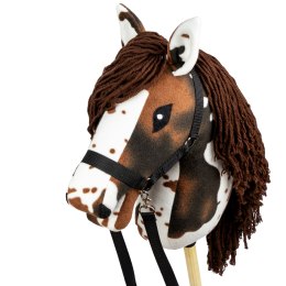 Skippi Hobby Horse w brązowe łaty - duży koń na kiju - kantar w zestawie