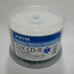 TRAXDATA RITEK CD-R 700MB 52X INKJET FF PRINTABLE MEDICAL CAKE*50 901CK50-IW-MD